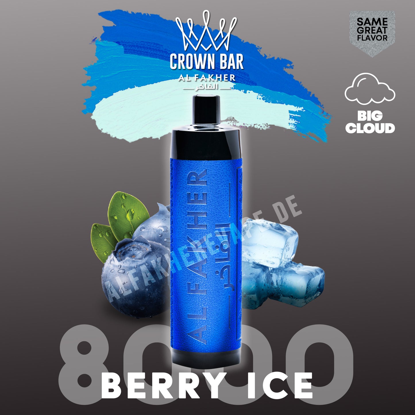 Al Fakher Crown Bar Vape 8000 Puffs Berry Ice Liquid