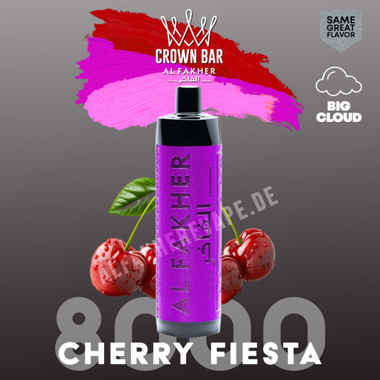 Al Fakher Crown Bar Vape 8000 Puffs Cherry Fiesta Liquid