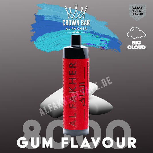Al Fakher Crown Bar Vape 8000 Puffs Gum Flavour Liquid