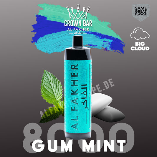 Al Fakher Crown Bar 8000 Puffs Gum Mint Liquid