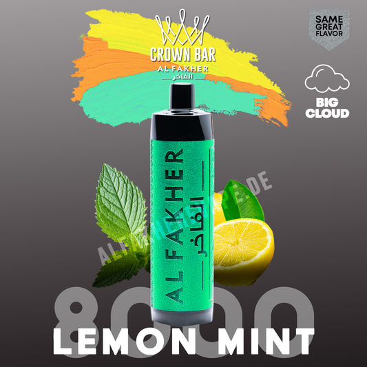 Al Fakher Crown Bar Vape 8000 Puffs Lemon Mint Liquid