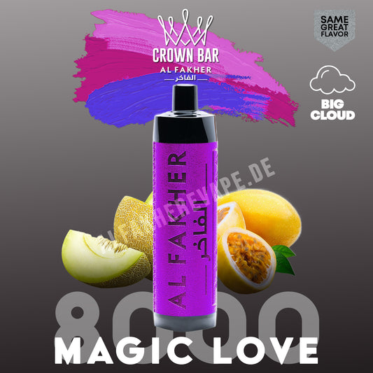 AL Fakher Crown Bar Vape 8000 Puffs Magic Love Liquid