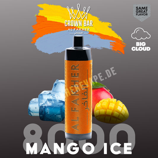 Al Fakher Crown Bar Vape 8000 Puffs Mango Ice Liquid