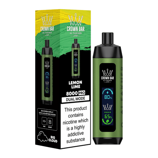 Al Fakher Crown Bar Vape 8000 Pro Dual Puffs Lemon Mint Liquid