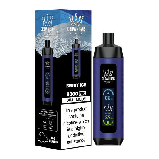 Al Fakher Crown Bar Vape 8000 Pro Dual Puffs Berry Ice Liquid