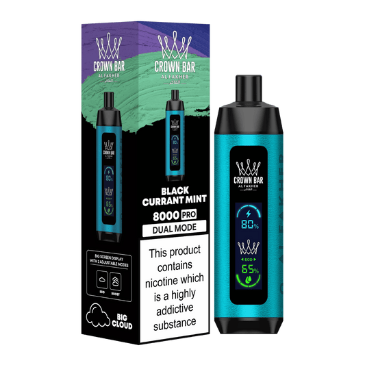 Al Fakher Crown Bar Vape 8000 Pro Dual Puffs Black Currant Mint Liquid