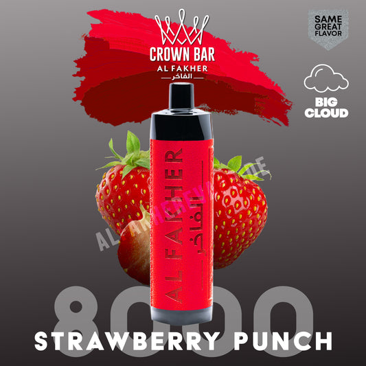 Al Fakher Crown Bar Vape 8000 Puffs Strawberry Punch Liquid