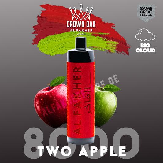 Al Fakher Crown Bar Vape 8000 Puffs Two Apple Liquid