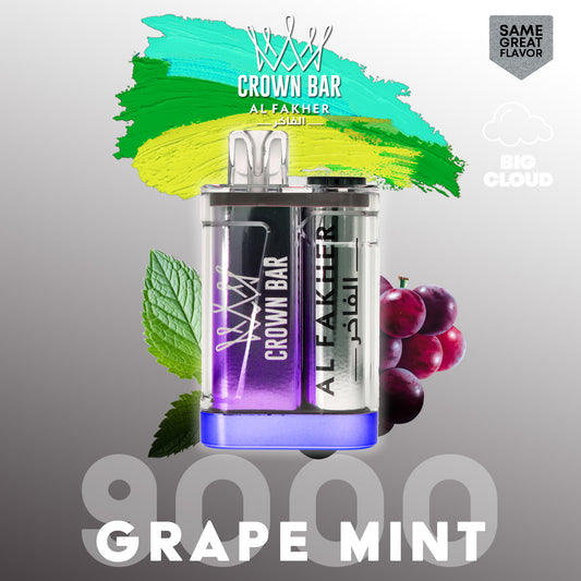 Al Fakher Crown Bar Vape 9000 Züge Grape Mint Liquid